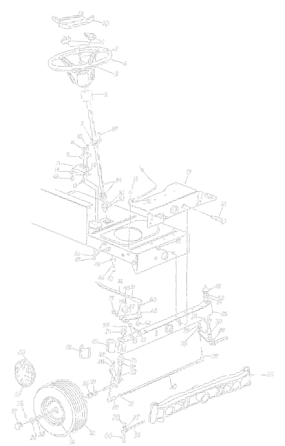 Axle, Front, Steering Assembly, Wheels, Front Diagram and Parts List for 13AM675G062 1999 Yard Machines Lawn Tractor